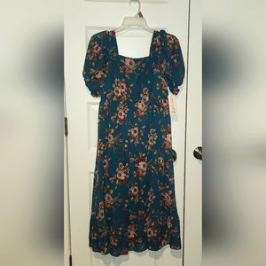 Girls cute green floral dress